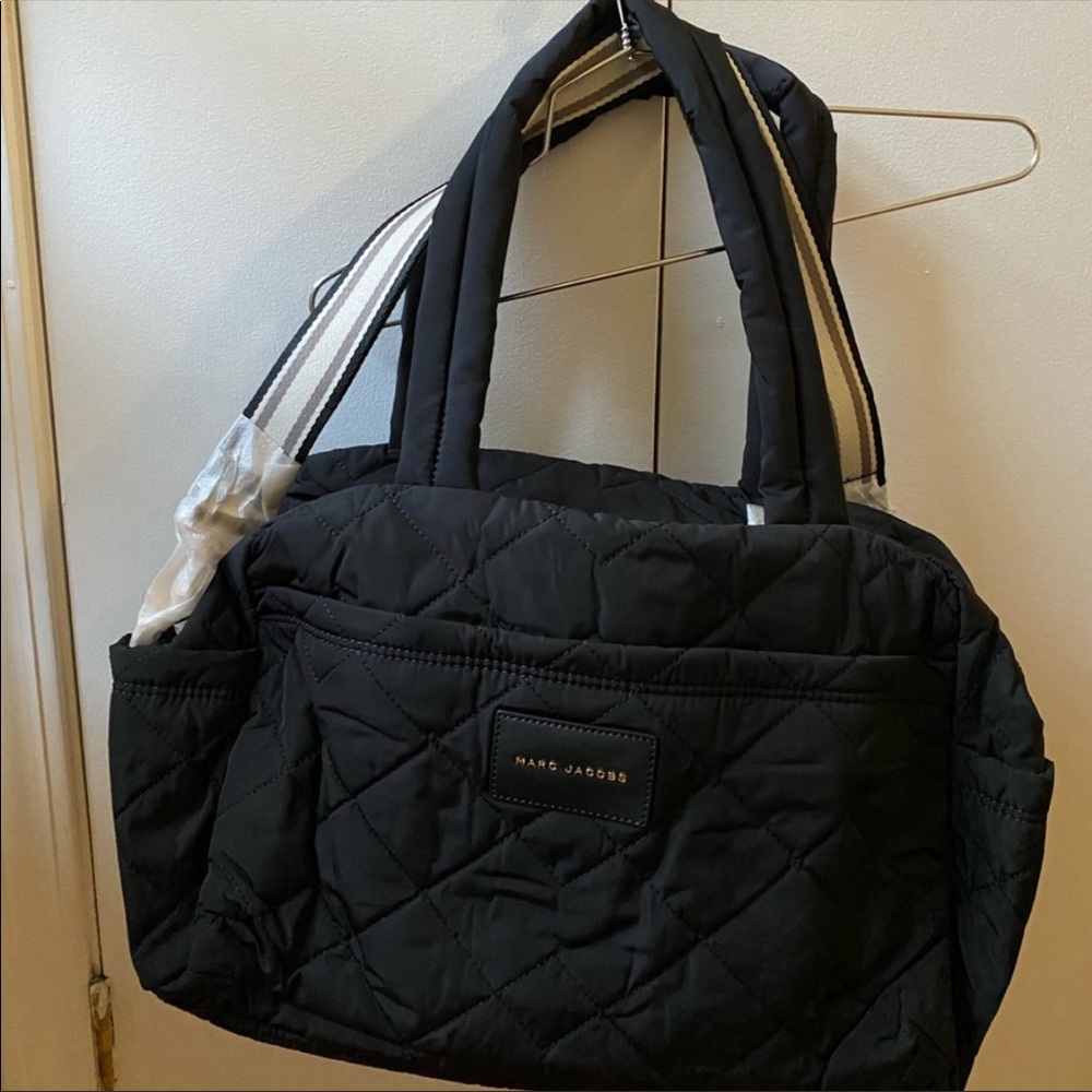 BNWT Black Marc Jacobs Quilted Nylon Medium Weekender Bag